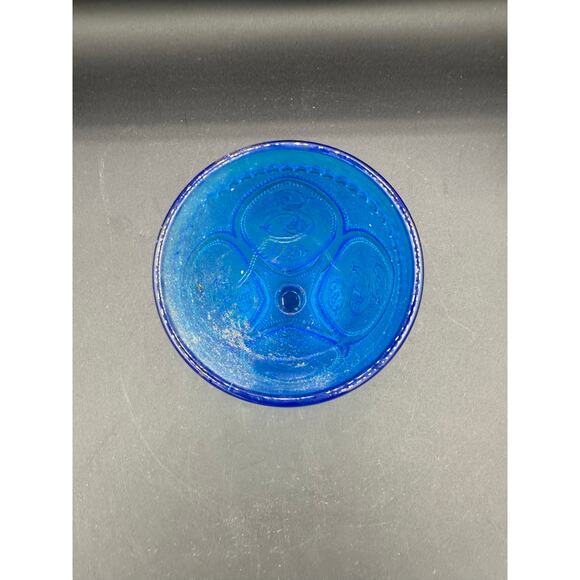 Vintage Blue Ornate Depression Glass Goblet - Picture 5 of 8